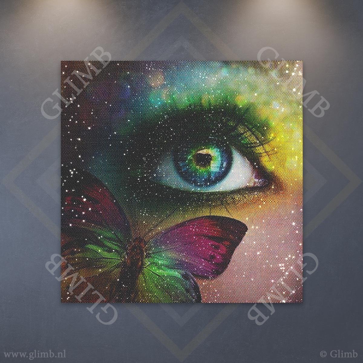 Glimb® | HQ Diamond Painting Pakket | Kleurrijk Oog | 40x40cm | Rond | Made in NL! // Diamond Painting - Diamond Painting Pakketten - Diamond Paint - Diamond Schilderen - Diamond Painting Volwassenen